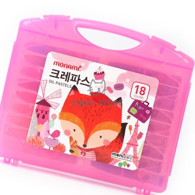 초등미술용품 미술놀이 18색 크레파스 핑크