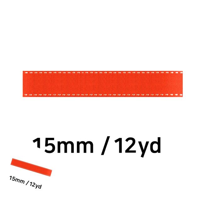 공예리본 선물포장끈 오렌지 리본 골직 스티치 롤 15mm
