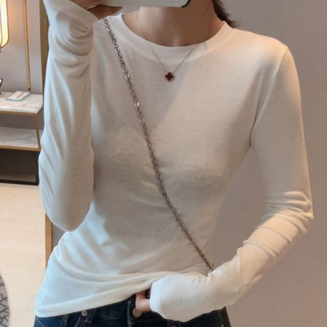 슬림 긴팔 라운드넥 쫀쫀 스판 무지 기본 한복 생활한복 개량