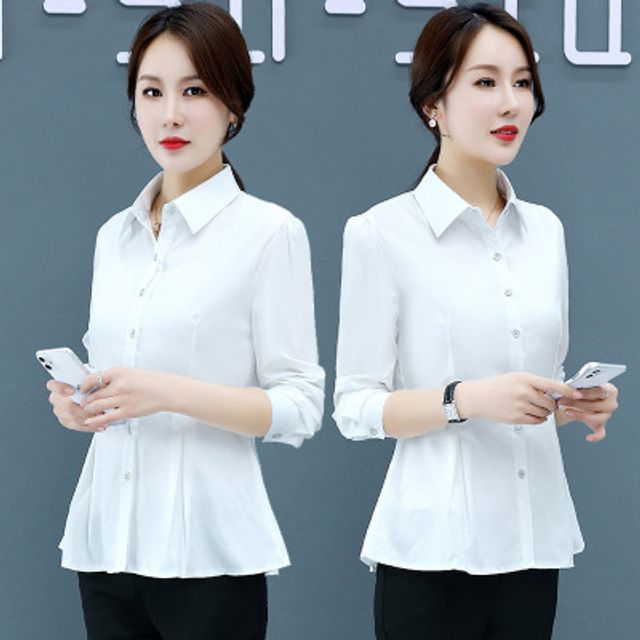 화이트 셔츠 여성 긴팔 2021 올가을 신상 한국판 캐주얼 블라우스