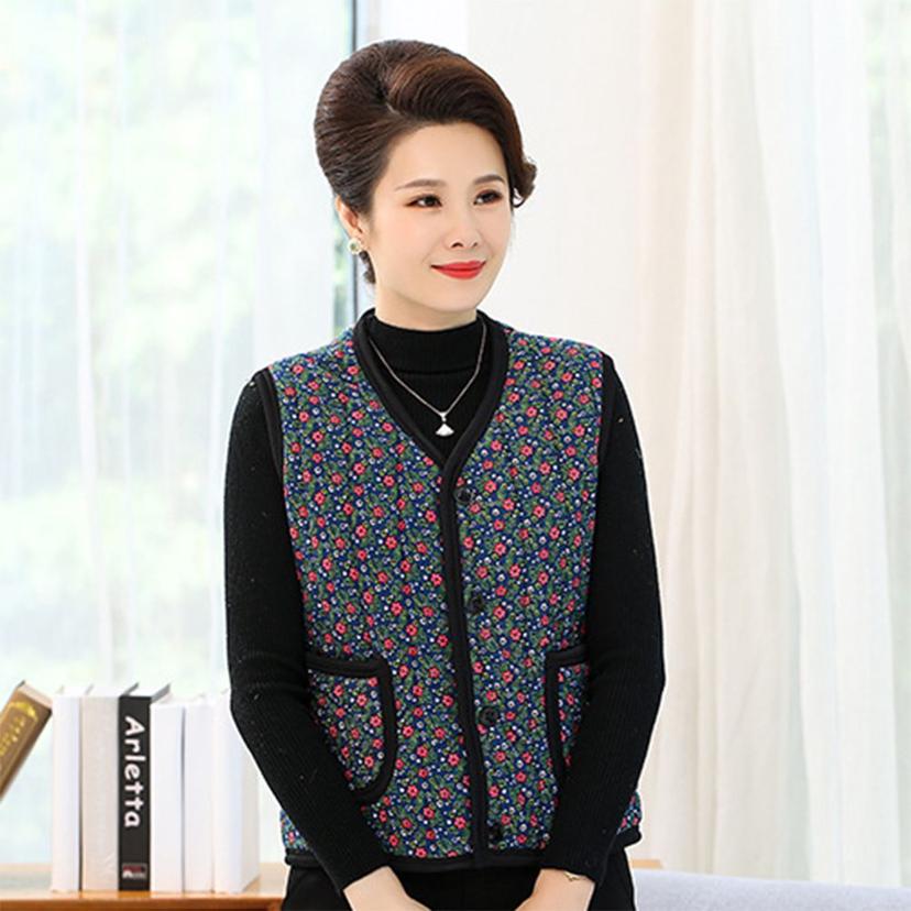 엄마 할머니 꽃무늬 누빔 조끼 복고풍 김장옷 베스트