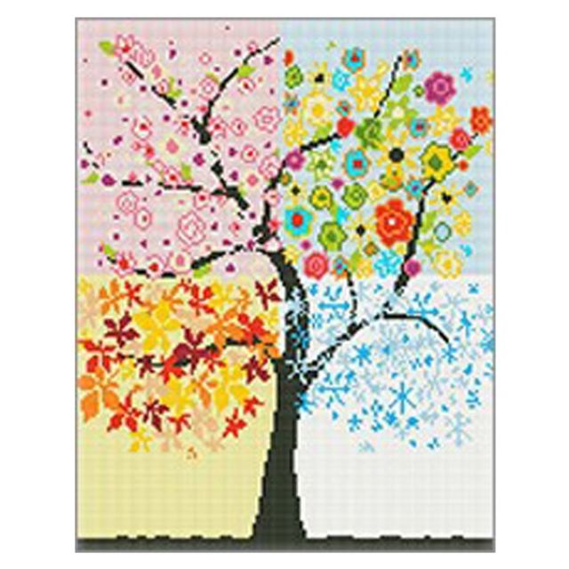 DIY 풍경 보석 십자수 사계나무 40x50 인테리어
