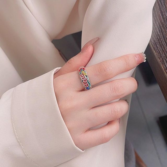 사이즈 조절 남녀공용 반지 액막이 재물운 링 상승 팔찌 패션 실버 남성 부적