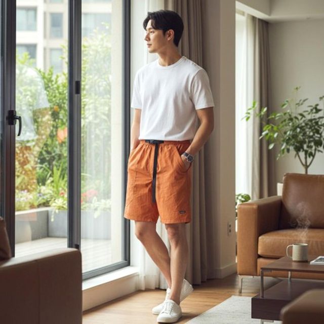 여름 캐쥬얼 5부 커플룩 트레이닝팬츠 남성 7부 면
