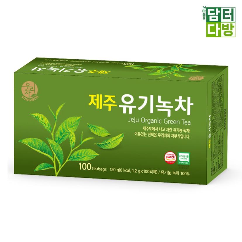 송원 제주 유기 녹차 100티백 - 깔끔한 유기농 차