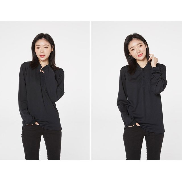남자여자 데일리 드라이 긴팔 카라티 티셔츠 XS-3XL