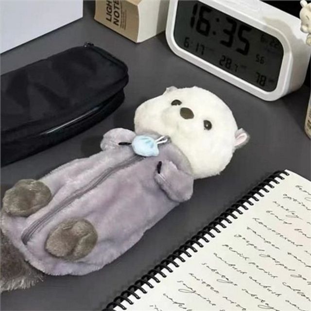 동물 인형 필통 수달 인형 필통 귀여운 애니멀 학용품 파우치 어린이 학생 다용도