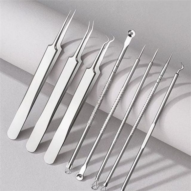 블랙헤드 제거 핀셋 8종 피지 제거기 모공 바늘 스킨케어 홈케어 압출 도구 가정용 청소 피부