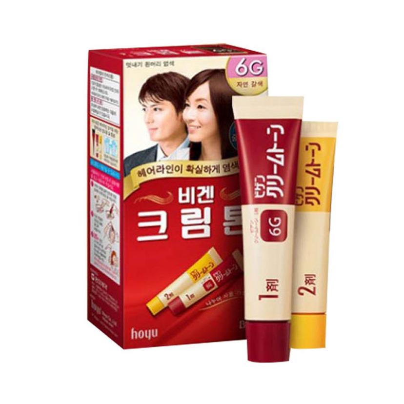 비겐크림톤 6호 자연갈색 새치커버 염색약 40g - 저자극 헤어컬러