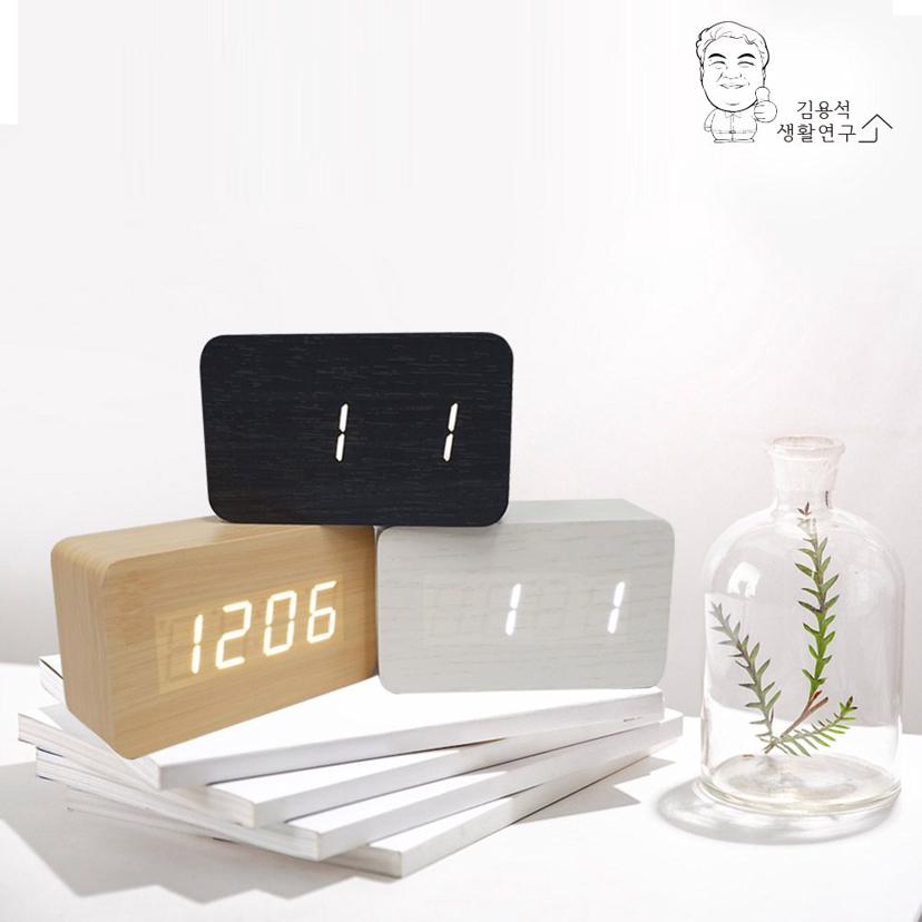 LED 베이직 우드 탁상시계 - 무소음 알람 시계