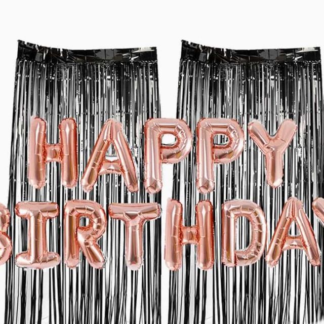 생일로즈골드블랙 풍선아트재료 꽃풍선