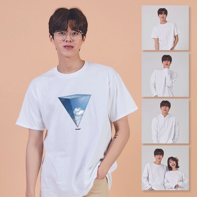 남성 오버핏 기본티셔츠 삼각 테이퍼 핏