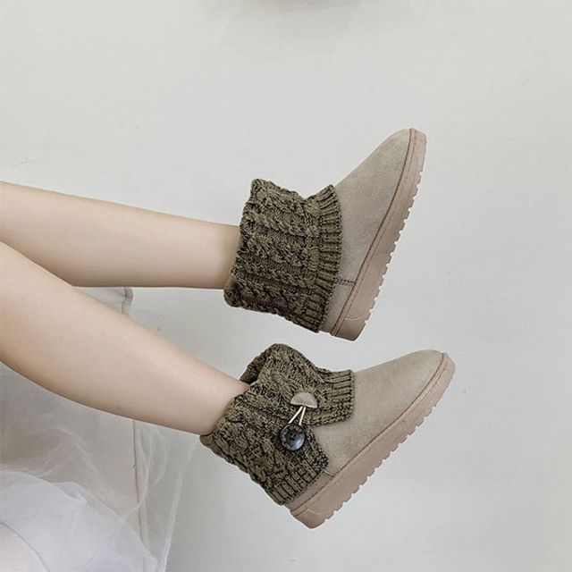 여성 니트 털부츠 - 푹신한 겨울 방한화 3컬러