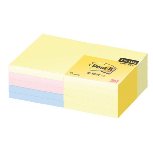 포스트잇 654-10A 알뜰팩 - 3M 점착식 메모지 10팩 세트