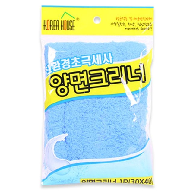 극세사 양면크리너 1P 블루 30x40cm - 걸레 청소용