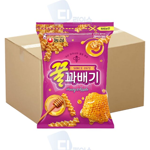 농심 꿀꽈배기 300g 8봉 대용량 봉지과자 - 달콤한 간식 스낵