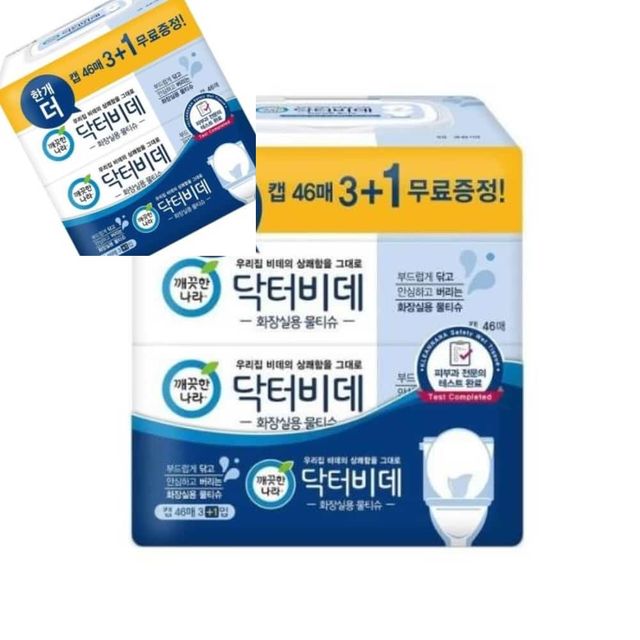 깨끗한나라 닥터비데 물티슈 46매x4개입 세정티슈 행주티슈 물수건 도톰한물티슈