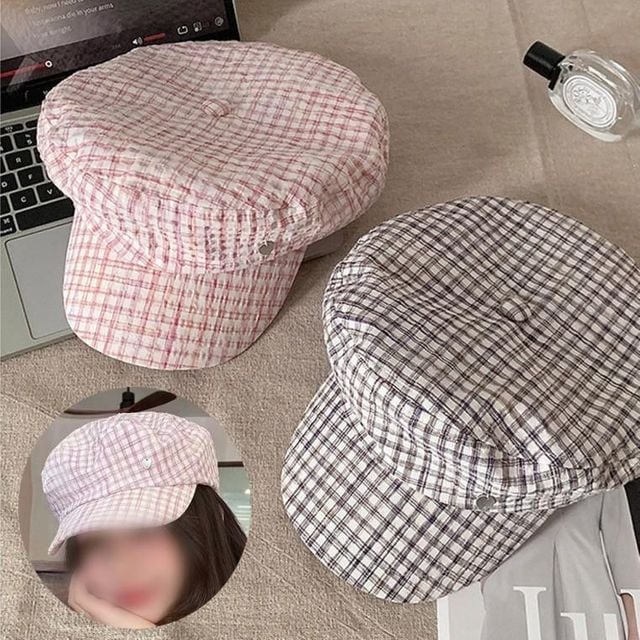 봄 여름 가을 여성 레트로 체크 헌팅캡 패션 베레모 휴양지 캡