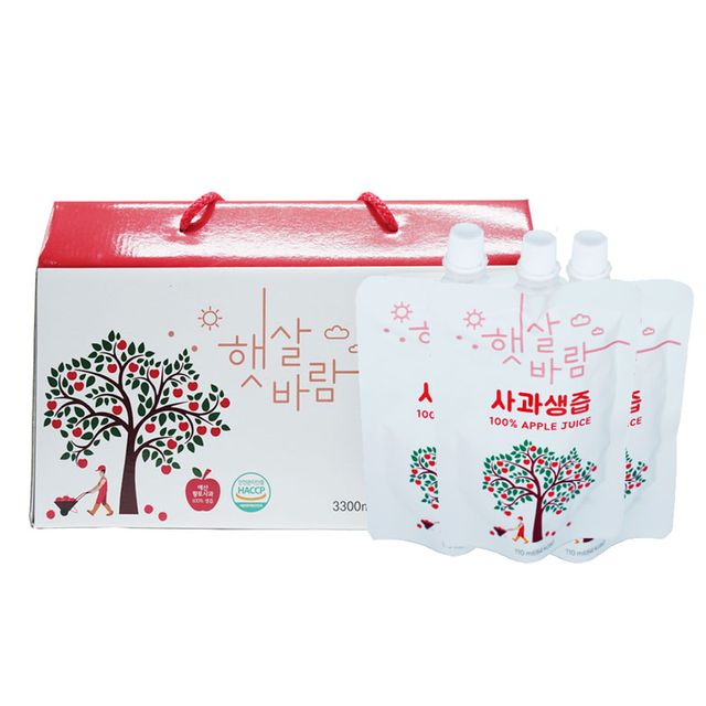 햇살바람 사과생즙 스파우트형 110ml X 30봉(1박스)