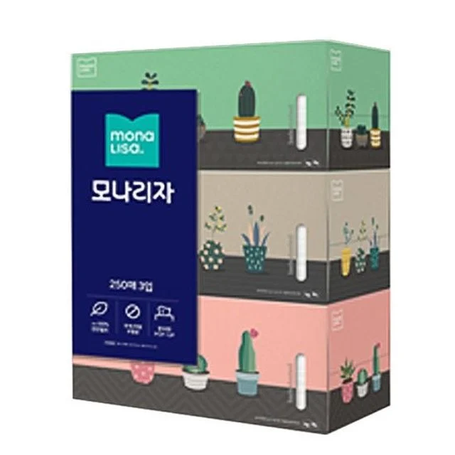 모나리자 미용티슈 정사각 갑티슈 250매 3팩 세트