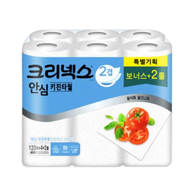 크리넥스 안심 키친타올 120매, 6롴 세트 주방용 키친타월
