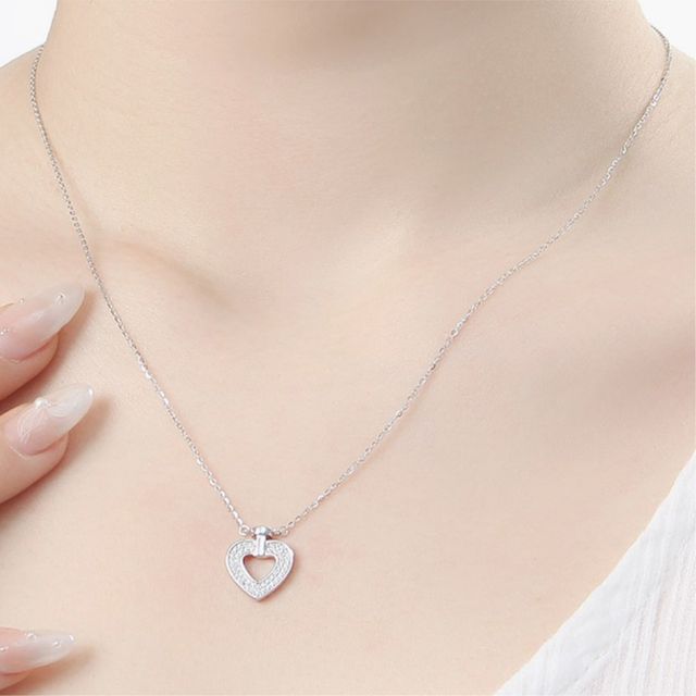비타리토 실버925 백금도금 유니크 하트 목걸이