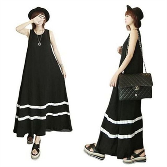 체형커버 여성 민소매 롱 원피스 루즈핏 여성 나시 롱 원피스
