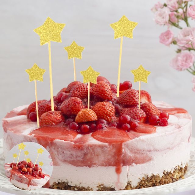 생일축하토퍼 드로잉토퍼 이벤트 케이크 데코픽 스타 글리터 생일 장식픽 랜덤1개