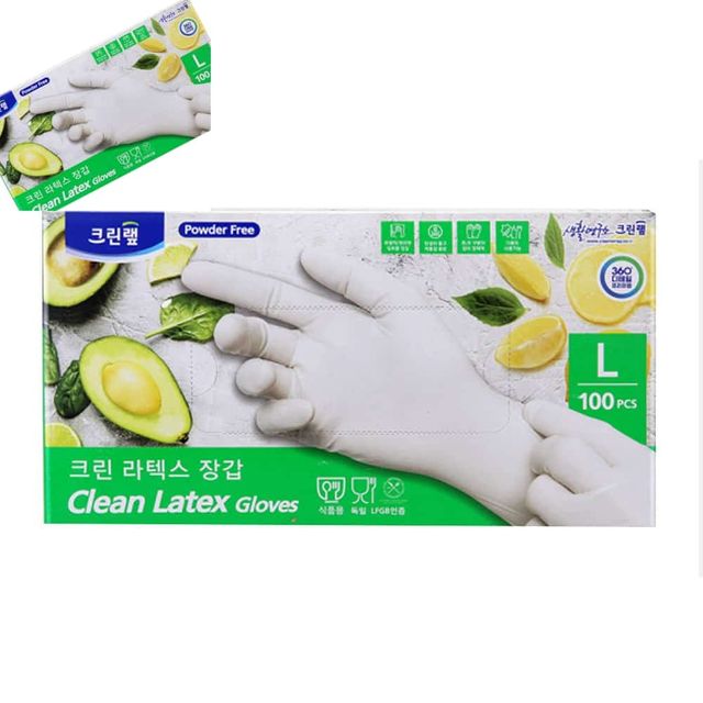 크린 라텍스 장갑 100개입 L 요리장갑 실험용장갑 미용장갑 주방장갑