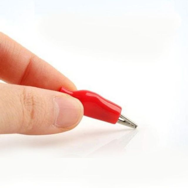 악어 클립 케이블 악어집게 절연 집게 레드 27mm - 전자작업용 안전 클립