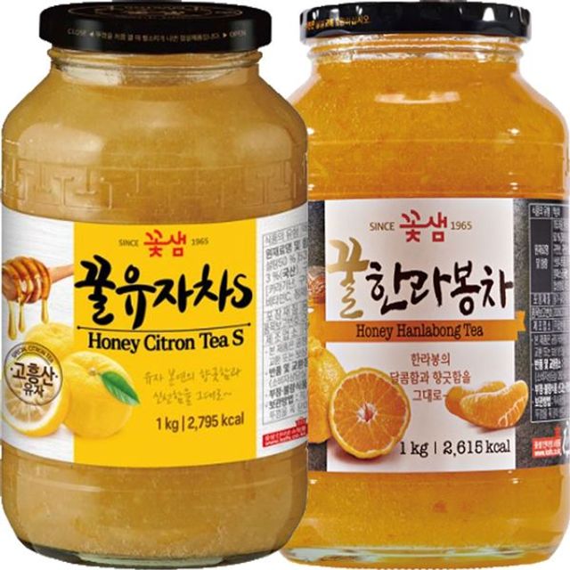 꽃샘 꿀유자차S 1kg + 꿀한라봉차 1kg GWM