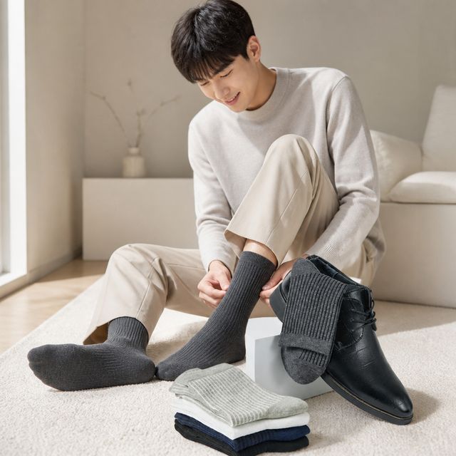 남성 기본 양말 5색상 1set 데일리 중목