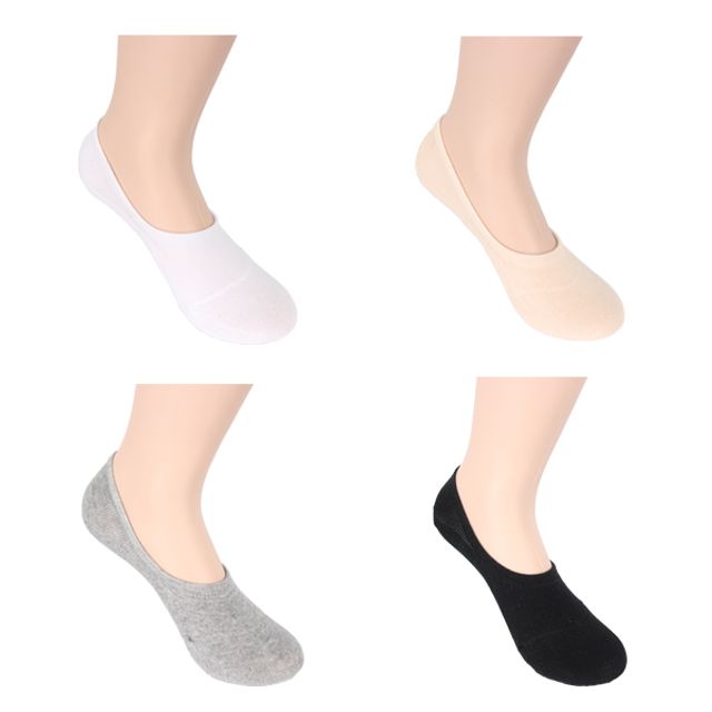 한국산 여성 무지 면 실리콘 페이크 덧신