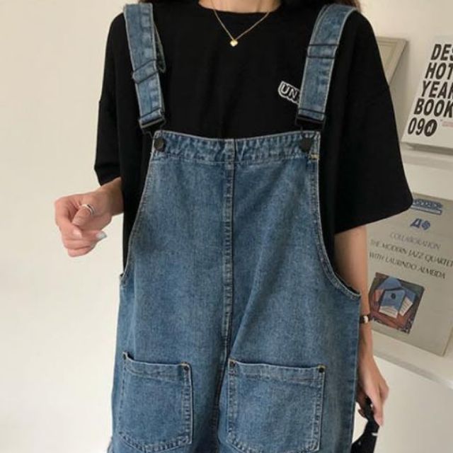 여성 데님 청멜빵 반바지 팬츠 LD887