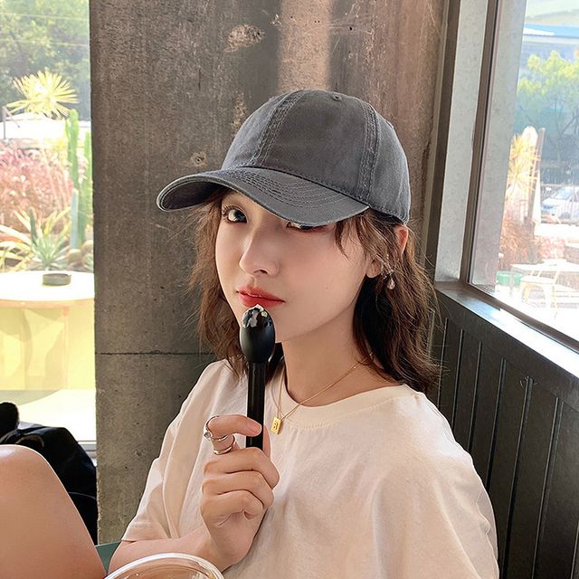 여성 캐주얼 데일리 끈조절 무지 볼캡 모자 캡모자