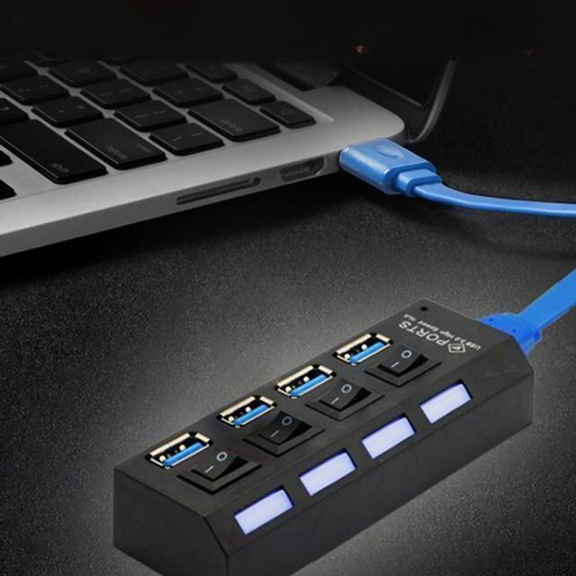고속 usb 허브 스위치형 4 포트 허브 멀티포트 컴퓨터 온오프
