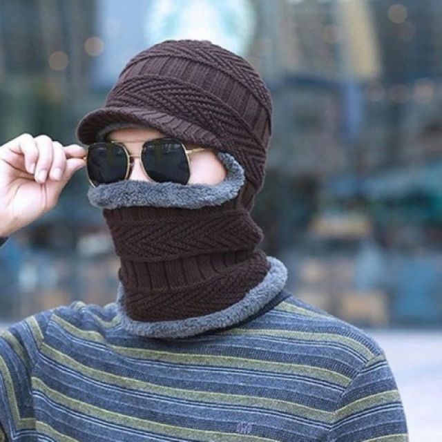 라이딩 MOA 방한모자 넥워머 털모자 머리띠 커피색