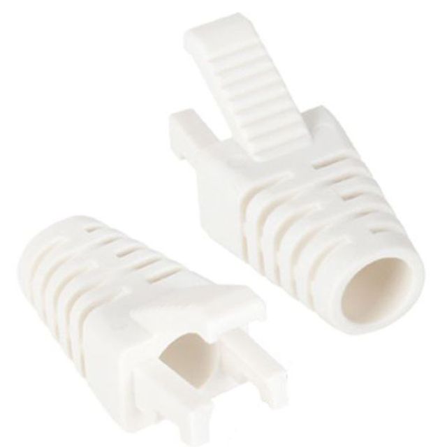RJ45 락 부트 6파이 화이트 100개 - 네트워크 케이블 고정용