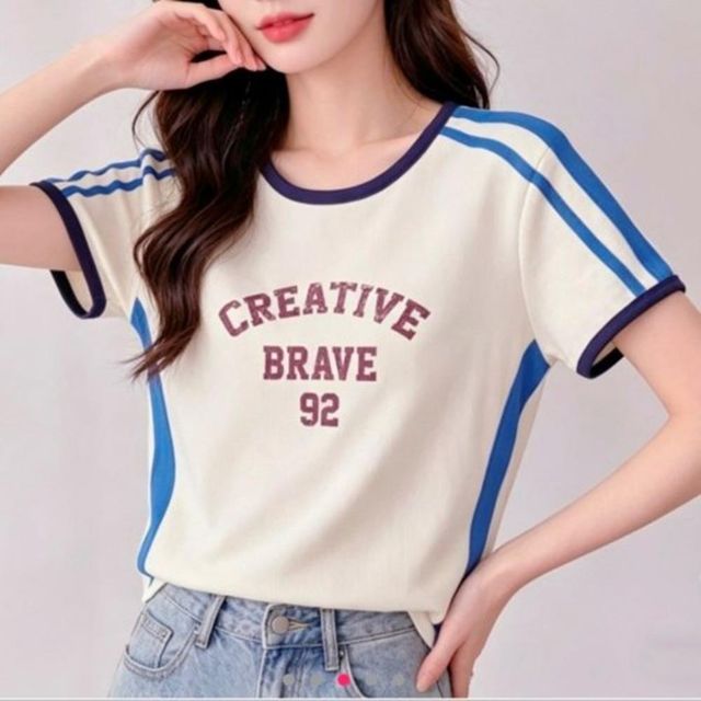 반팔 박스티 여성의류 티셔츠코디 여자친구 데일리