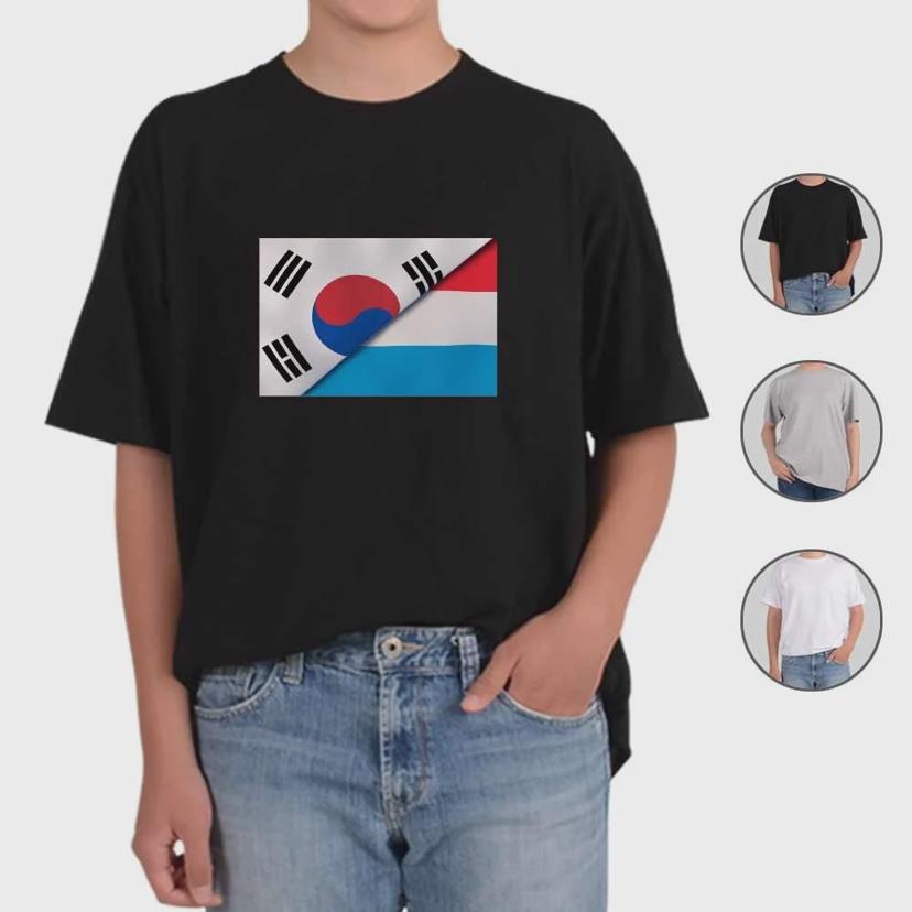 ATOGATO 대한민국 룩셈부르크 국기 맞춤 반팔티