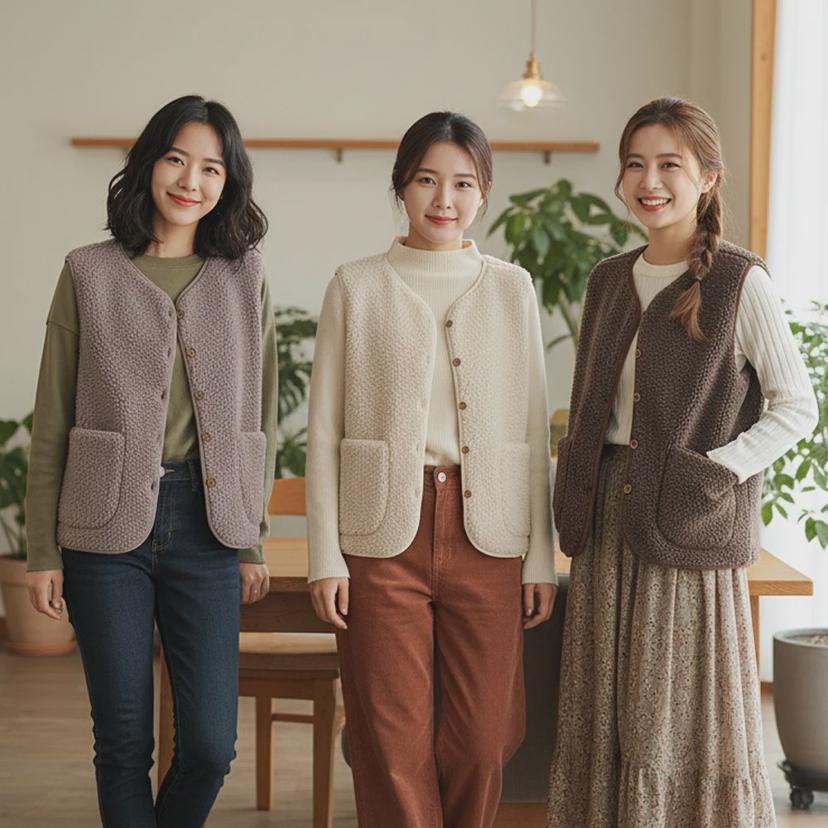 겨울 보온 뽀글이 조끼 - 경량 이너 데일리 베스트