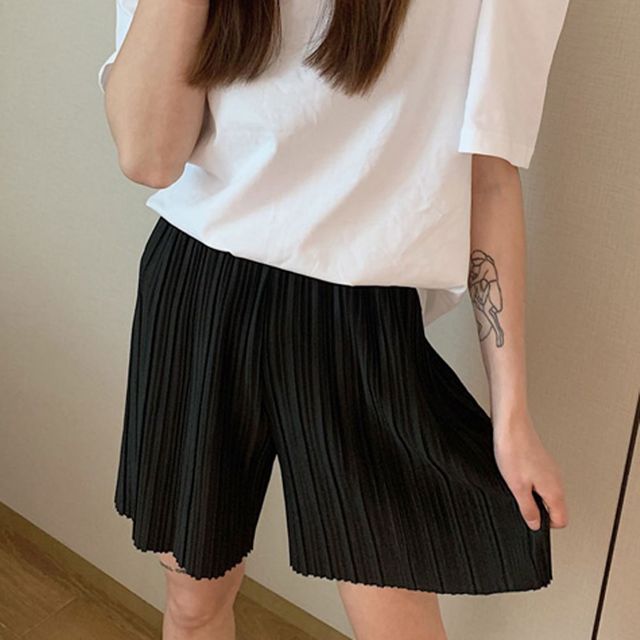 플리츠 허리밴딩 긴바지 반바지 세트 스판 데일리 - 활용도 높은 세트
