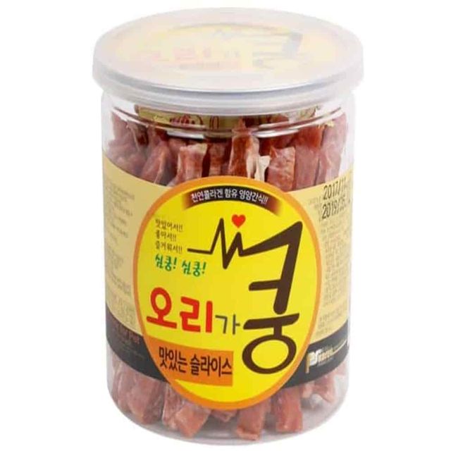 강아지 오리 슬라이스 육포 간식, 진돗개 건조 간식 200g