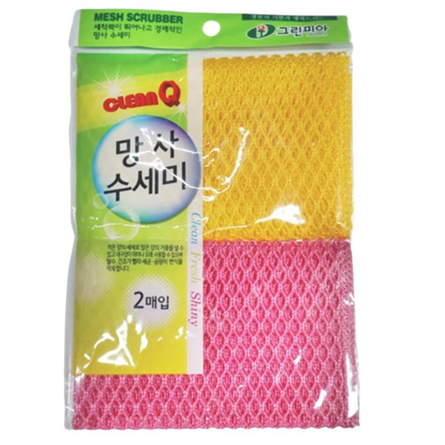 크린Q 망사세수미 2P 그물망수세미 설거지수세미 주방