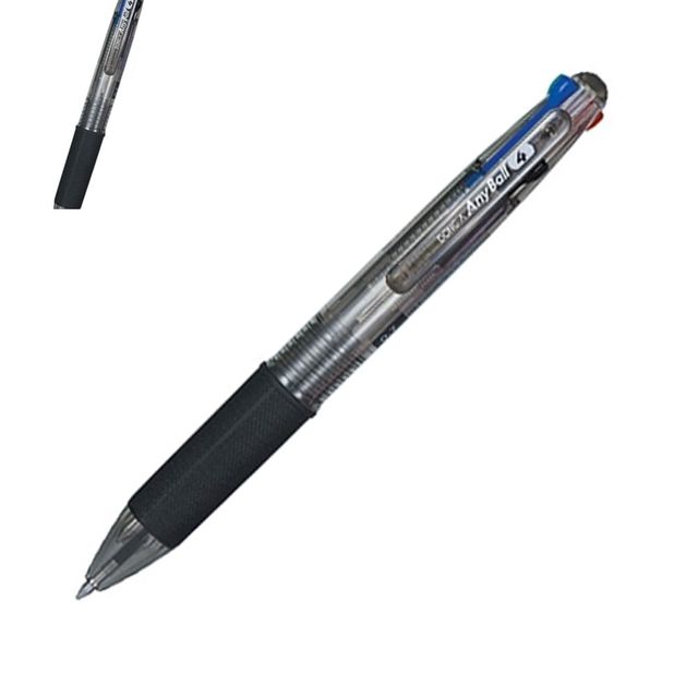 동아 애니볼4색 볼펜 0.7mm 흑 멀티잉크펜 유성볼펜 클릭식 문서작성
