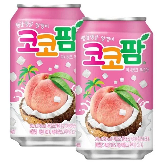 해태 코코팜 피치핑크복숭아 340ml 24캔 과즙음료