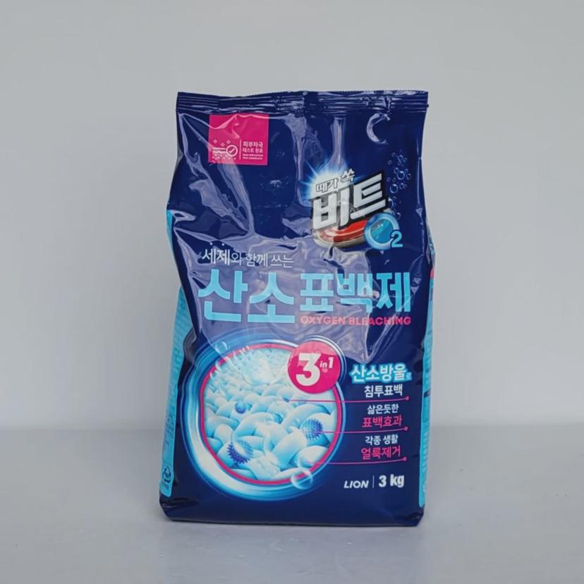 라이온 비트 O2 산소 표백제 3kg 리필형 - 강력 얼룩 제거
