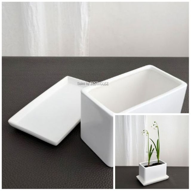 도기 라운드코너 직사각 무광 화분 대 30x14x16cm 인테리어화분 사각화분 식물화분 베란다화분
