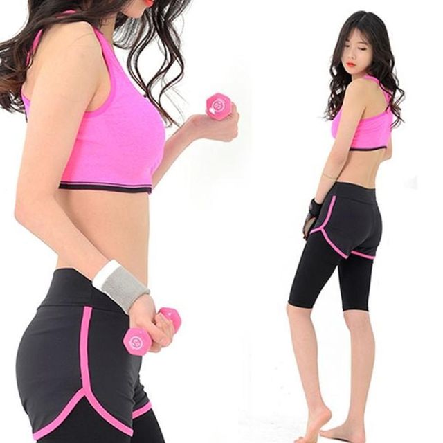 여성 반바지 한줄 요가 스포츠 레쉬가드 6부 레깅스 여자요가복