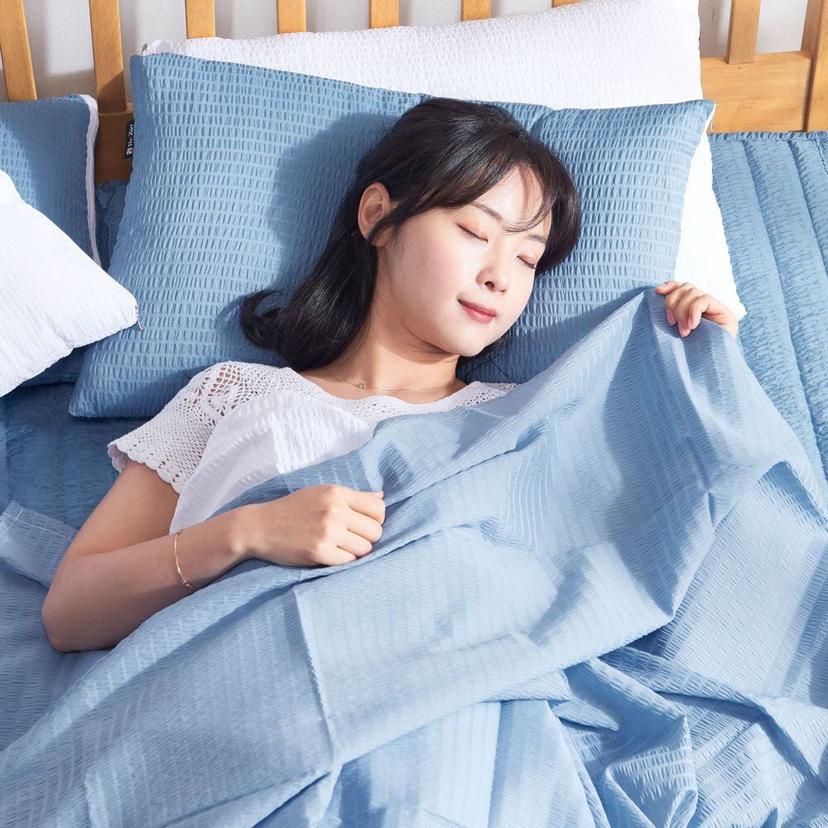 시어서커 홑이불 블루 얇은 여름 침구 냉장고 이불